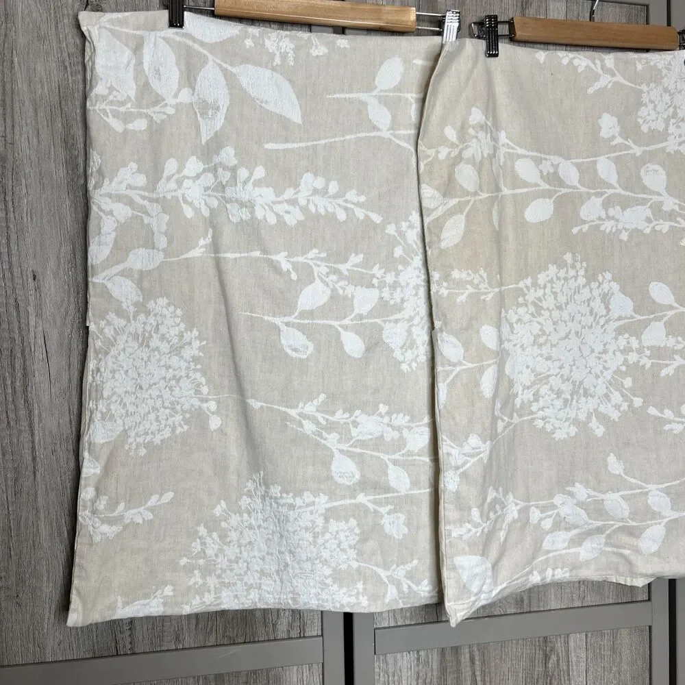 Garnet Hill Two Standard Shams Floral Embroidered Cotton Linen 20 x 26